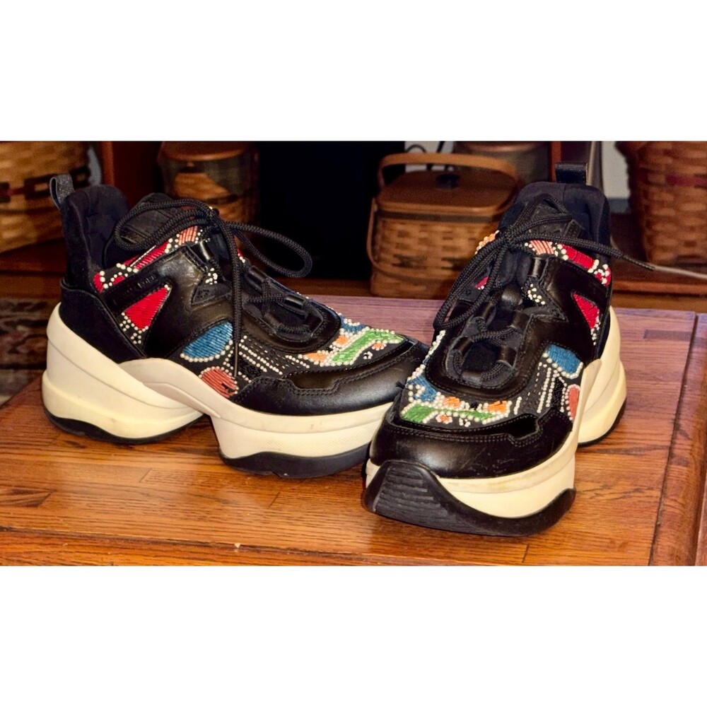 Michael Kors Beaded Black Olympia Trainers Sz 9